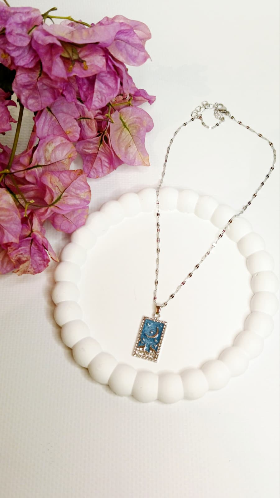 tarot figür şık gümüş renk kolye