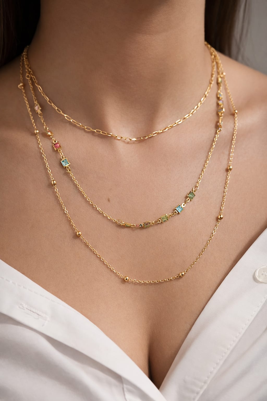 Üçlü çelik kolye